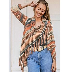 Cupshe Stripped Tassel Long Sleeve Sweater